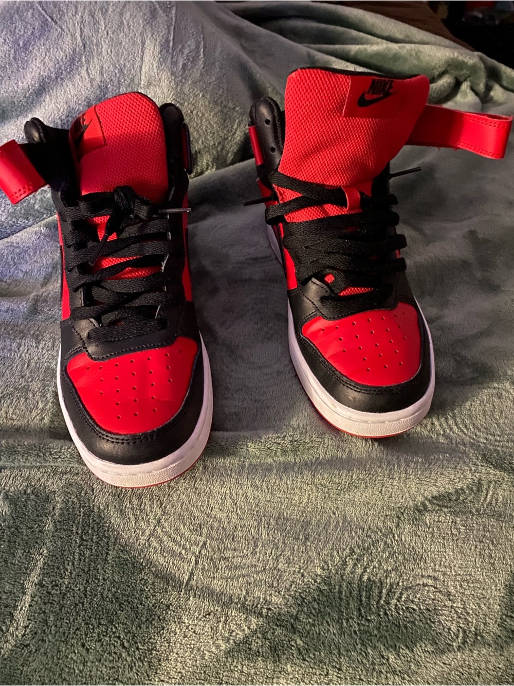 Nike Red and Black High-Top Sneakers with White Sole